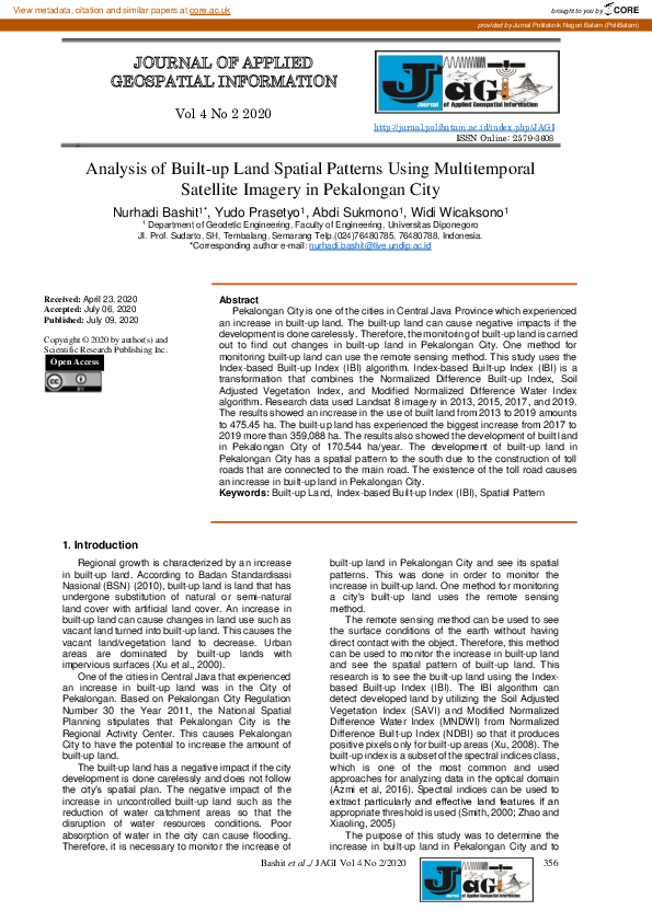 (PDF) Analysis of Built-up Land Spatial Patterns Using Multitemporal ...