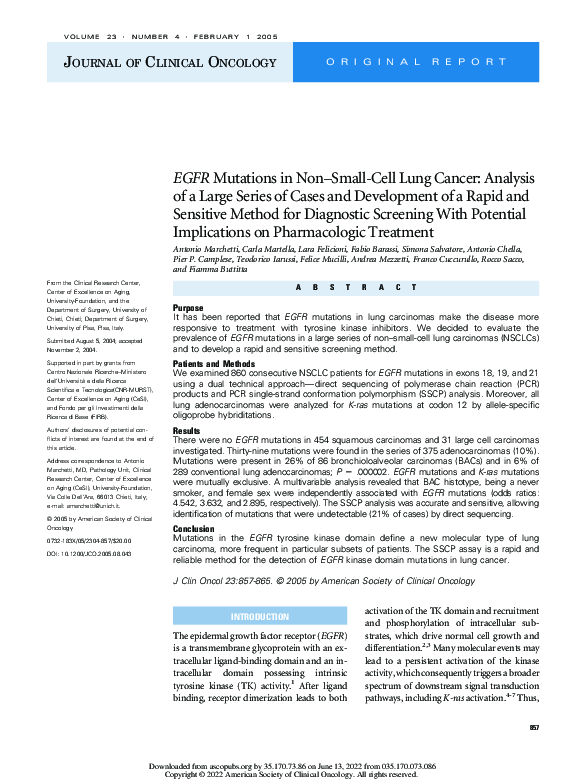 (PDF) EGFR Mutations in Non–Small-Cell Lung Cancer: Analysis of a Large ...