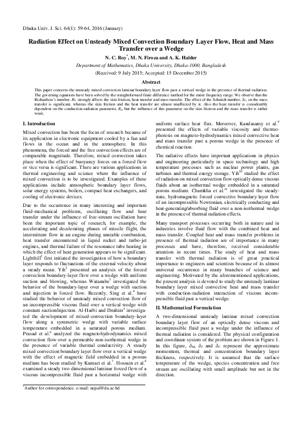 (PDF) Radiation Effect on Unsteady Mixed Convection Boundary Layer Flow ...