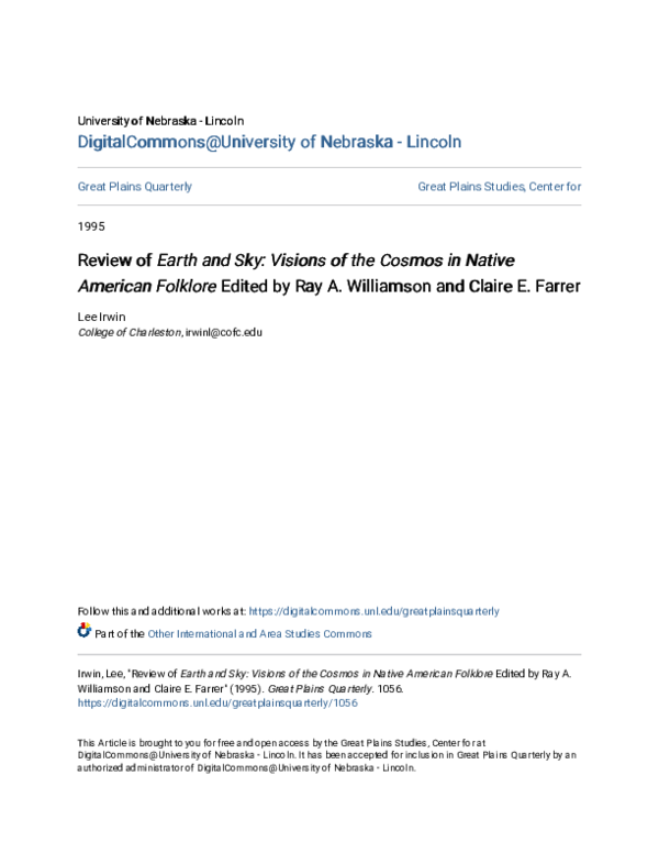 (PDF) Review of Earth and Sky: Visions of the Cosmos in Native American ...