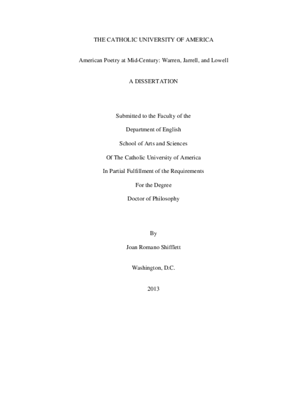 (PDF) American Poetry at Mid-Century: Warren, Jarrell, and Lowell