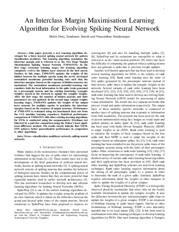 (PDF) An Interclass Margin Maximization Learning Algorithm for Evolving ...