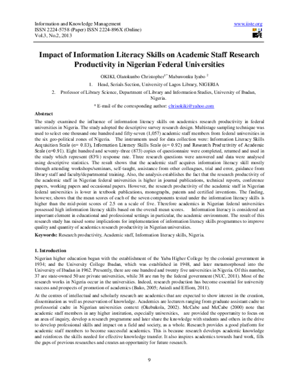(PDF) Impact of Information Literacy Skills on Academic