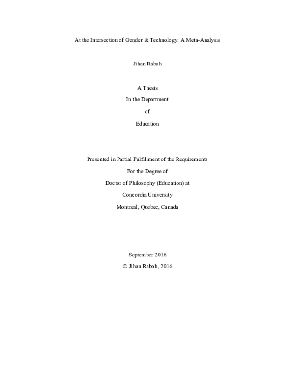 (PDF) At the Intersection of Gender & Technology: A Meta-Analysis