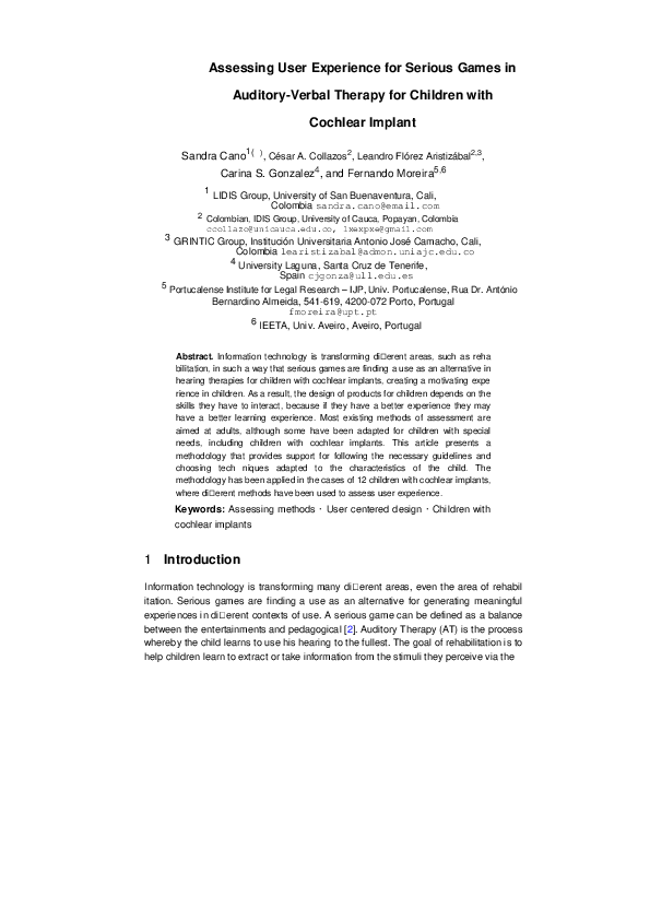 (PDF) Assessing User Experience for Serious Games in Auditory-Verbal ...