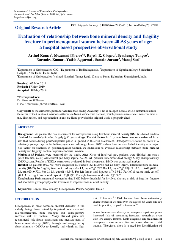 (PDF) Evaluation of relationship between bone mineral density and ...