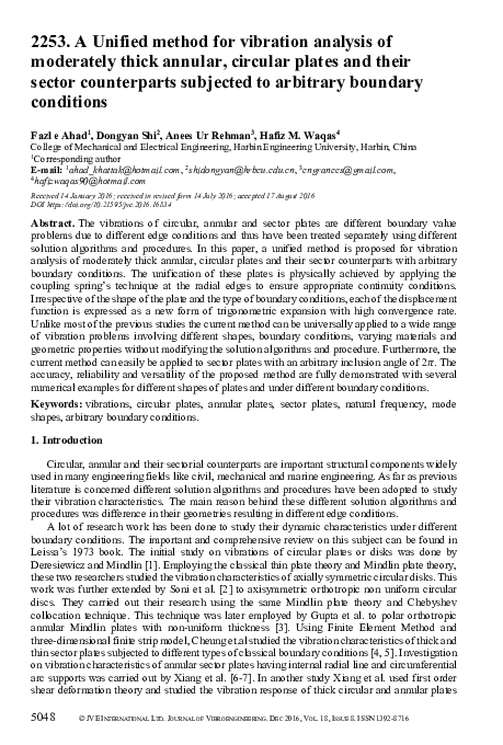 (PDF) A Unified method for vibration analysis of moderately thick ...