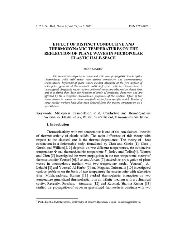 Effect of Distinct Conductive and Thermodynamic Temperatures on Reflection and Transmission Coefficients at the Boundary of Two Micropolar Thermoelastic Solids