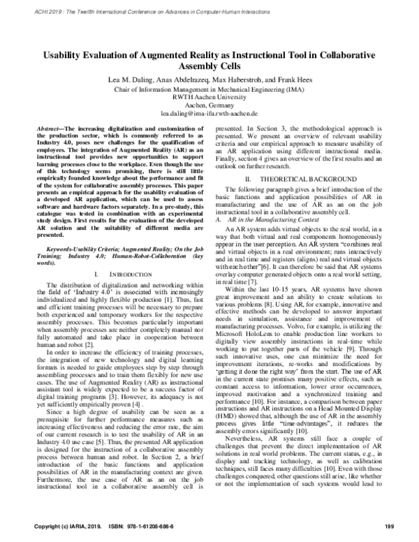(PDF) Usability Evaluation of Augmented Reality as Instructional Tool ...