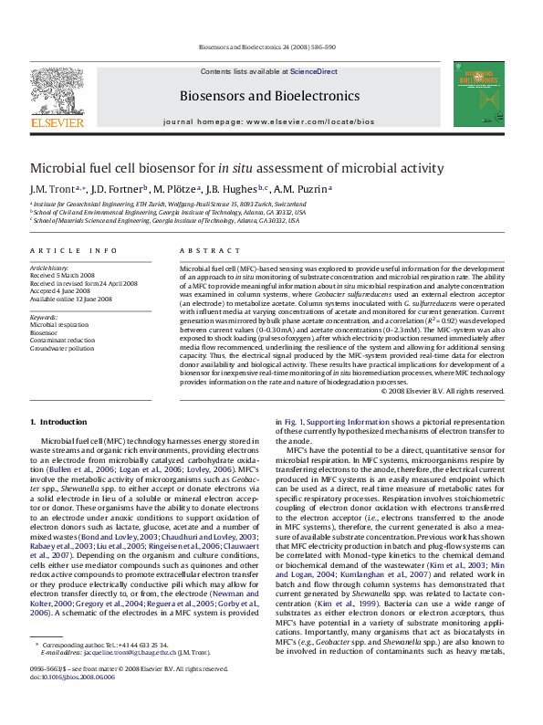 (PDF) Microbial fuel cell biosensor for in situ assessment of microbial ...