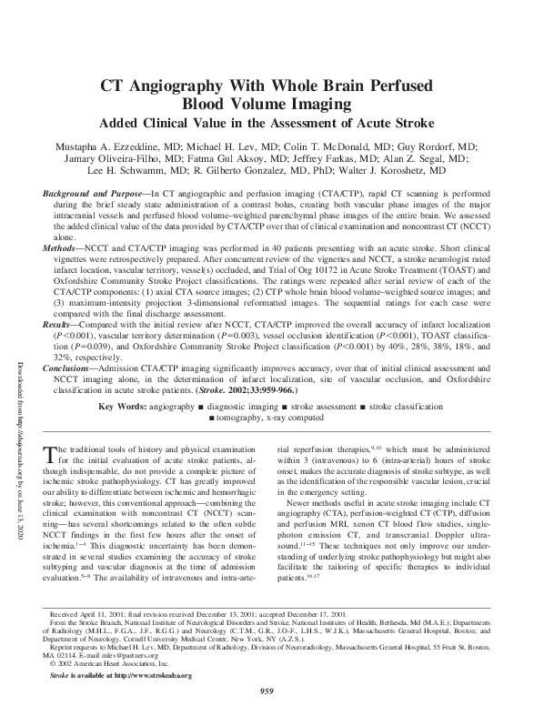 (PDF) CT Angiography With Whole Brain Perfused Blood Volume Imaging