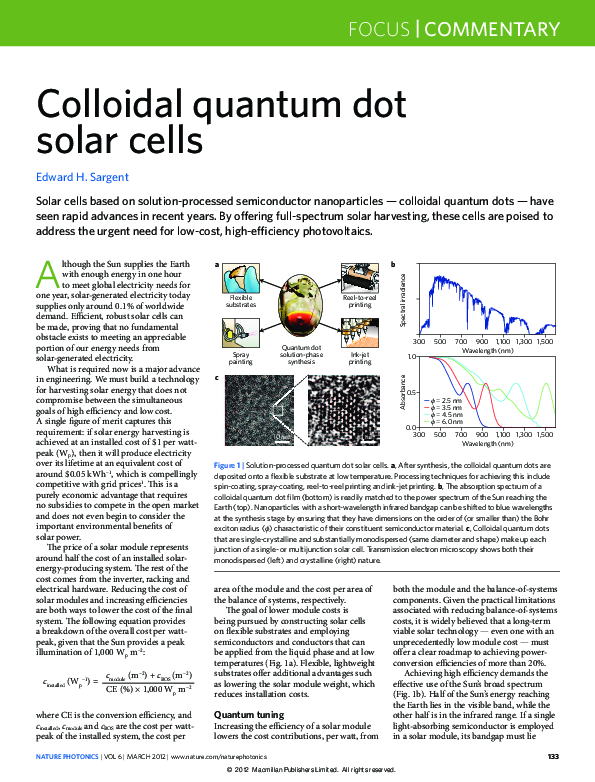 (PDF) Colloidal quantum dot solar cells