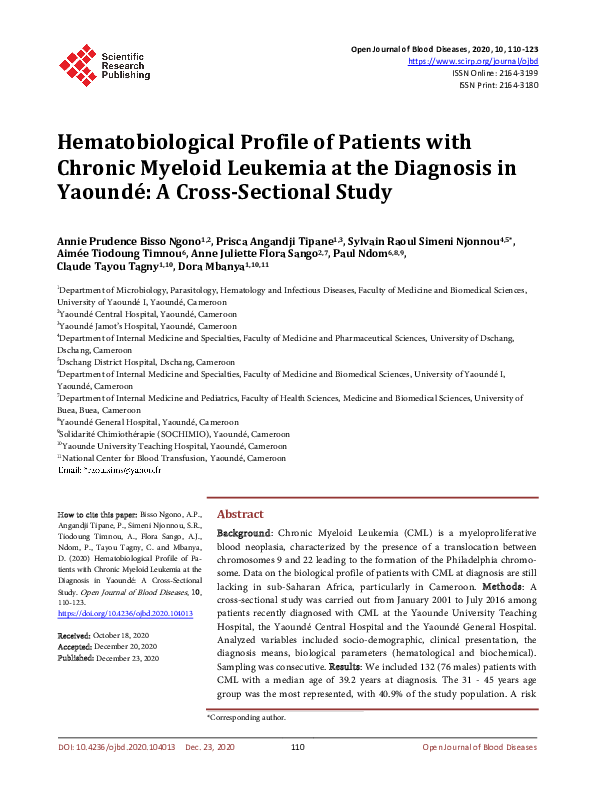 (PDF) Hematobiological Profile of Patients with Chronic Myeloid ...
