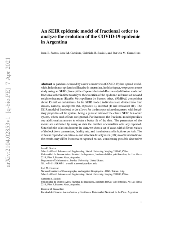 (PDF) An SEIR Epidemic Model of Fractional Order to Analyze the ...