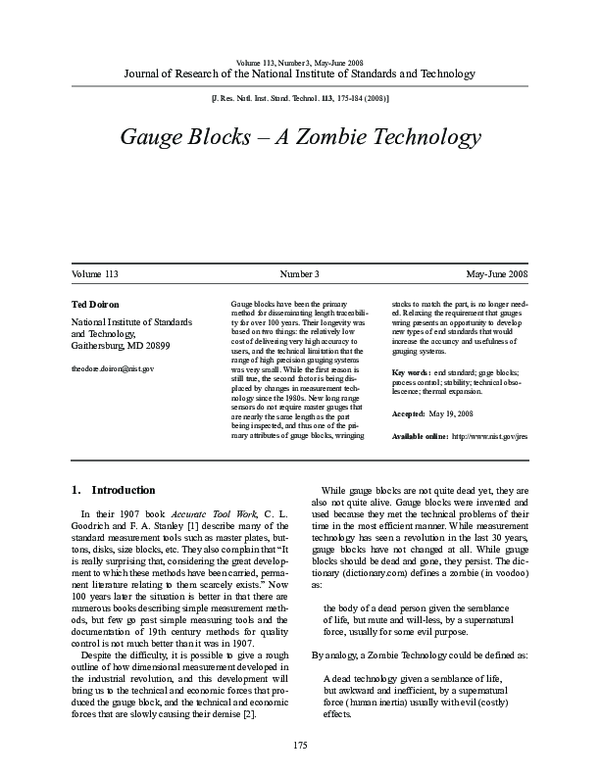 (PDF) Gauge blocks A Zombie technology Ted Doiron Academia.edu