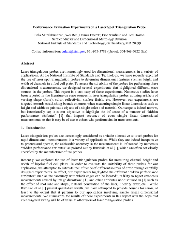 (PDF) Performance evaluation experiments on a laser spot triangulation ...