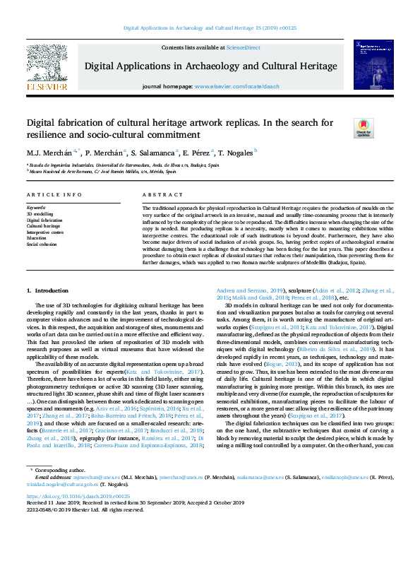 (PDF) Digital fabrication of cultural heritage artwork replicas. In the ...