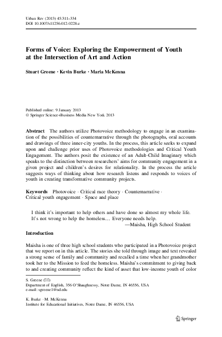 (PDF) Forms of Voice: Exploring the Empowerment of Youth at the ...