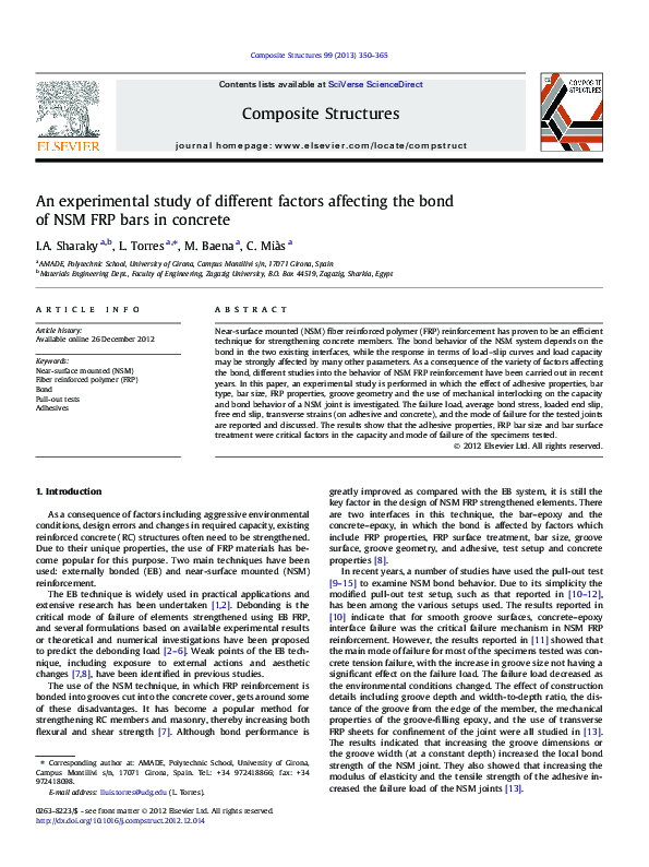 (PDF) An experimental study of different factors affecting the bond of ...