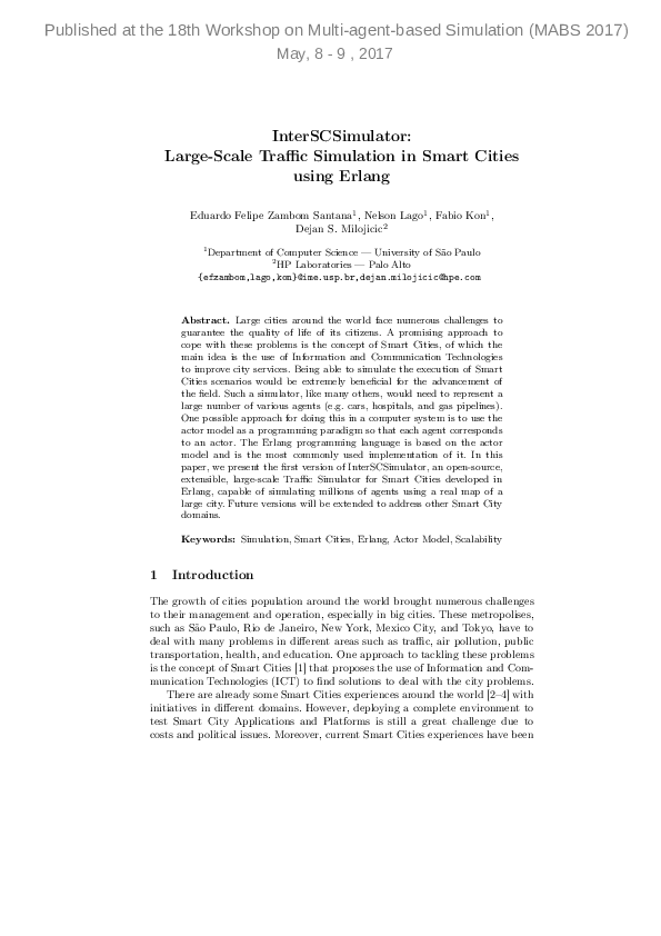 (PDF) InterSCSimulator: Large-Scale Traffic Simulation in Smart Cities ...