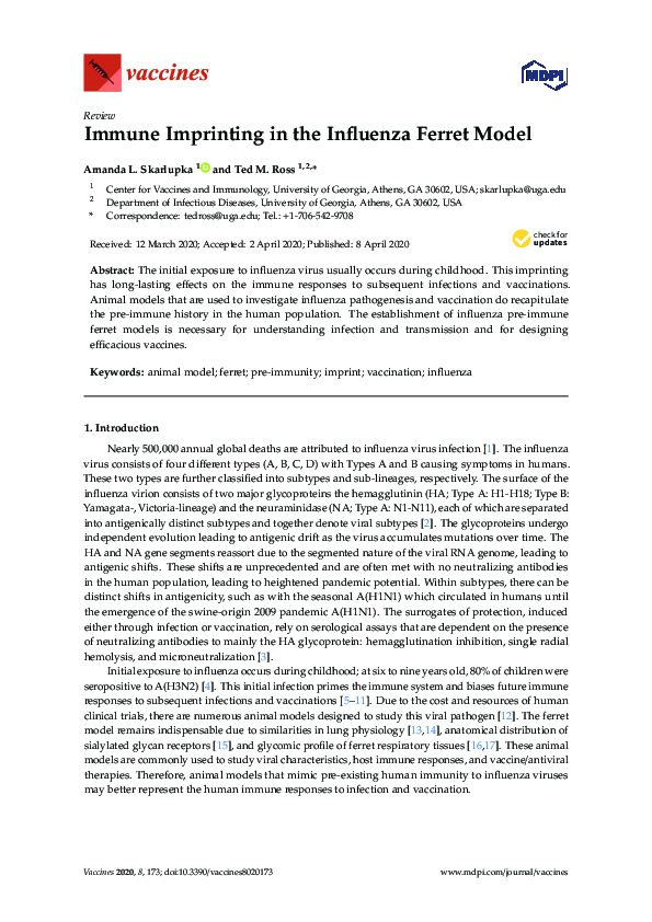 (PDF) Immune Imprinting in the Influenza Ferret Model