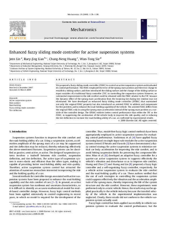 (PDF) Enhanced fuzzy sliding mode controller for active suspension systems
