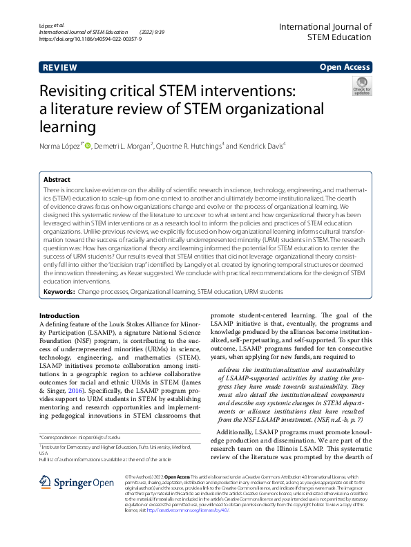 (PDF) Revisiting critical STEM interventions: a literature review of ...