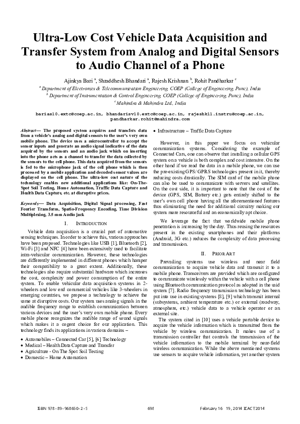 (PDF) Ultra-low cost vehicle data acquisition and transfer system from ...