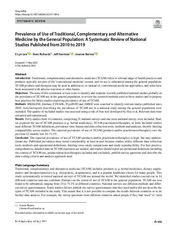 (PDF) Prevalence of Use of Traditional, Complementary and Alternative ...