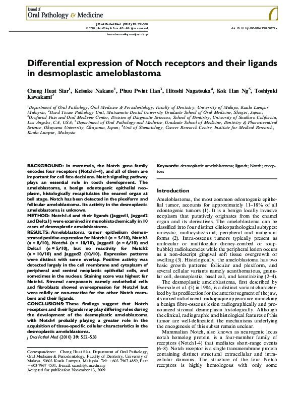 (PDF) Differential expression of Notch receptors and their ligands in ...