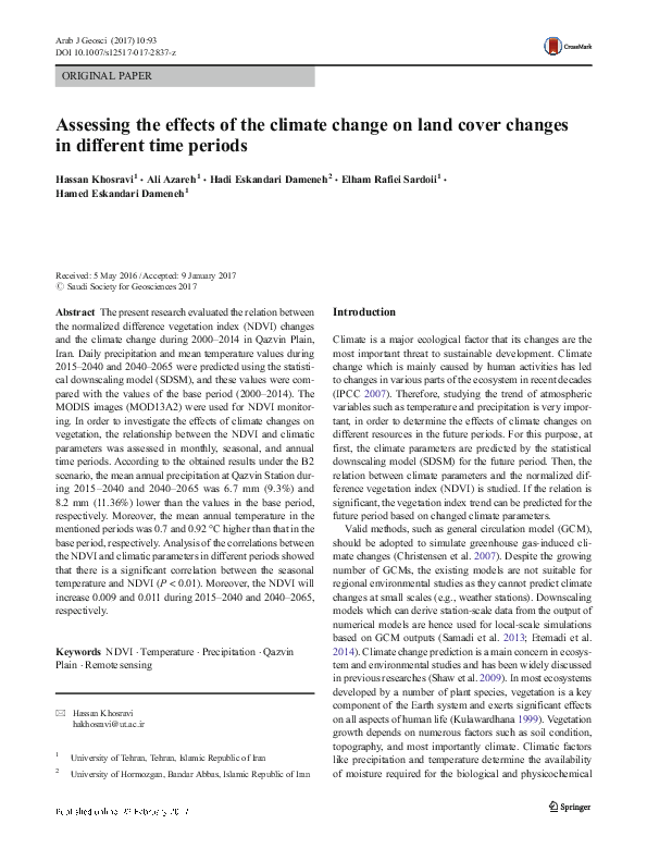 (PDF) Assessing the effects of the climate change on land cover changes ...