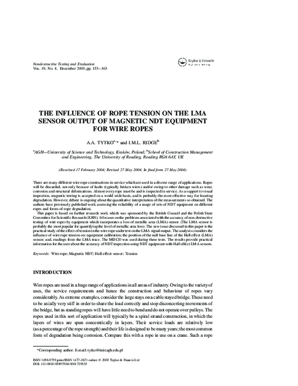 (PDF) The influence of rope tension on the LMA sensor output of ...