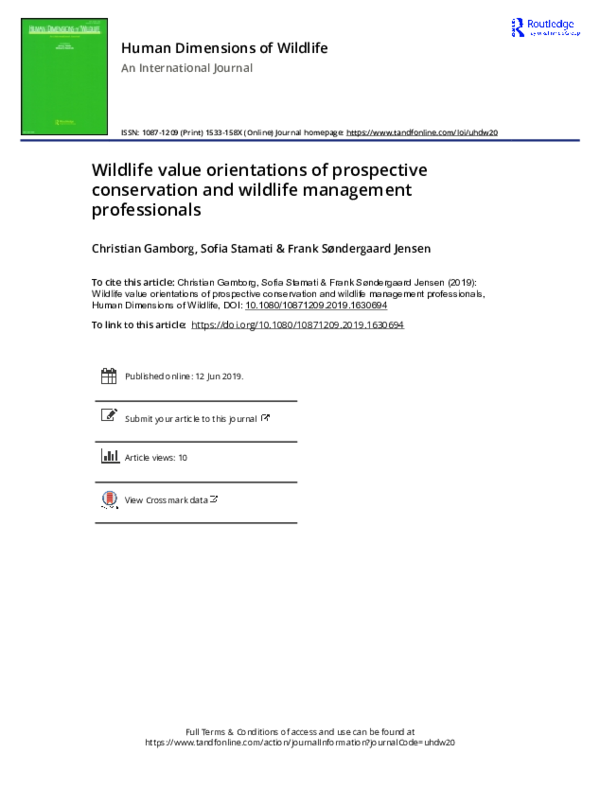 (PDF) Wildlife value orientations of prospective conservation and ...