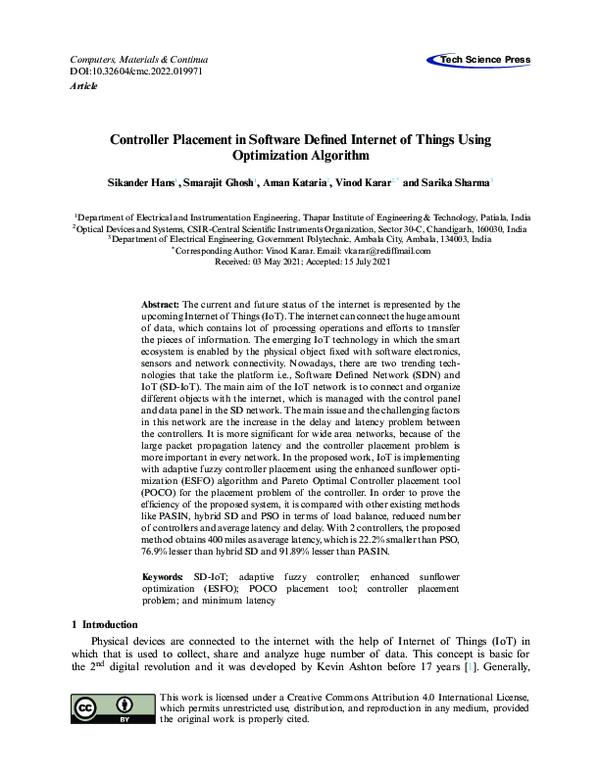 (PDF) Controller Placement in Software Defined Internet of Things Using ...