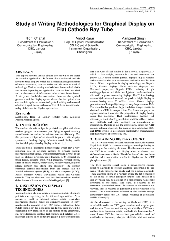 (PDF) Study of Writing Methodologies for Graphical Display on Flat ...