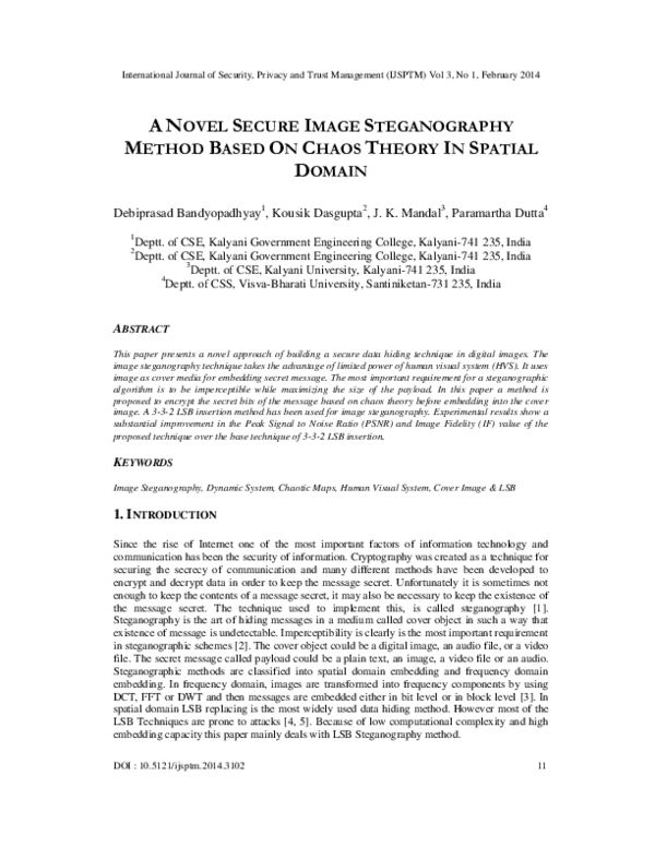 (PDF) A Novel Secure Image Steganography Method Based on Chaos Theory ...