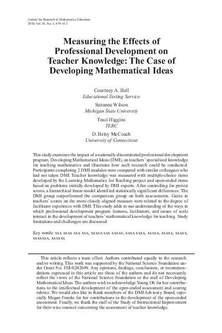 (PDF) Measuring the Effects of Professional Development on Teacher ...