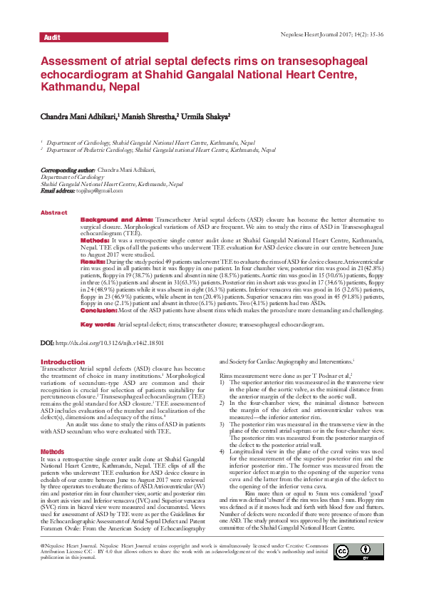 (PDF) Assessment of atrial septal defects rims on transesophageal ...