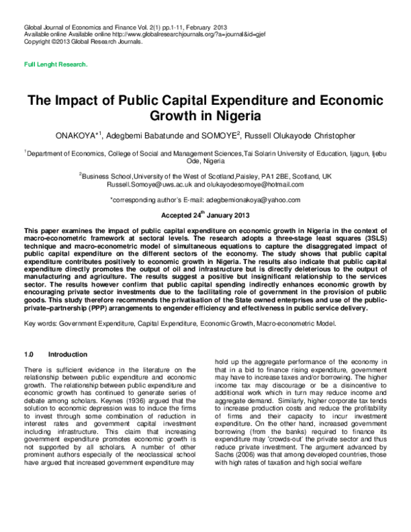 (PDF) The Impact of Public Capital Expenditure and Economic Growth in ...