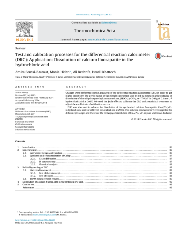 (PDF) Test and calibration processes for the differential reaction ...