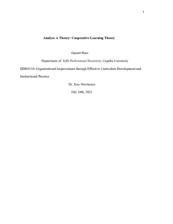 (DOC) Analyze A Theory Cooperative Learning Theory
