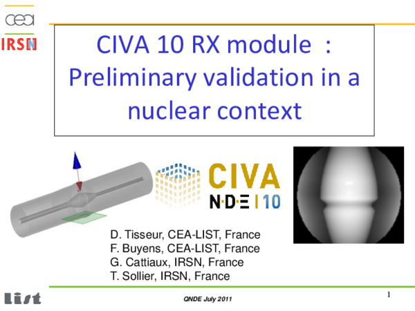 (PDF) Civa 10 RX module: Preliminary validation in a nuclear context