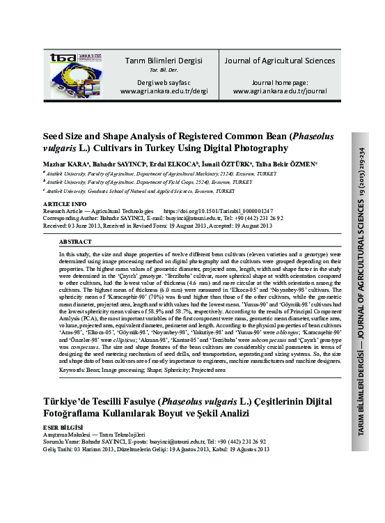 Pdf Seed Size And Shape Analysis Of Registered Common Bean Phaseolus