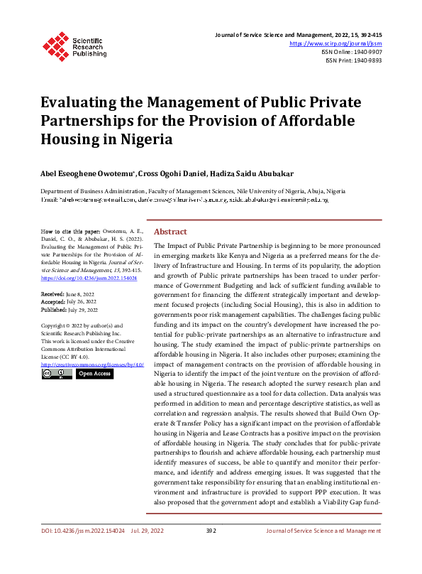 (PDF) Evaluating the Management of Public Private Partnerships for the ...