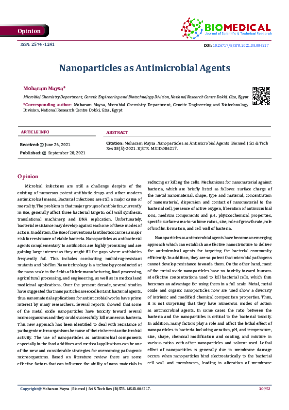 (PDF) Nanoparticles as Antimicrobial Agents