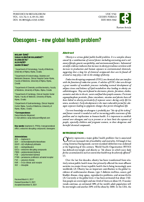 (PDF) Obesogens – new global health problem?