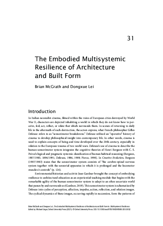 (PDF) The Embodied Multisystemic Resilience of Architecture and Built Form