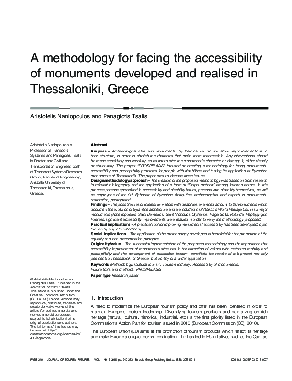 (PDF) A methodology for facing the accessibility of monuments developed ...