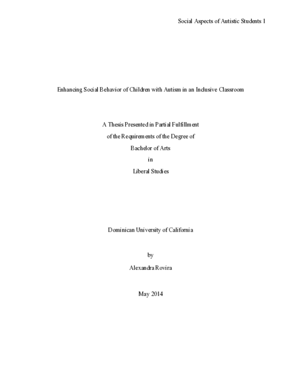 (PDF) Enhancing Social Behavior of Children with Autism in an Inclusive ...