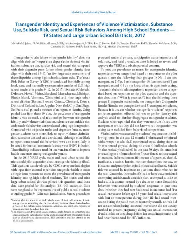 (PDF) Transgender Identity and Experiences of Violence Victimization ...